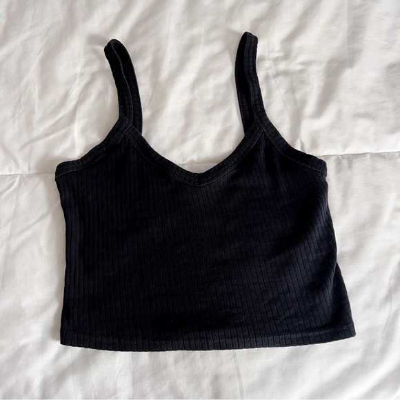 Topshop Black Ribbed Cropped Tank Top - Picture 3 of 3